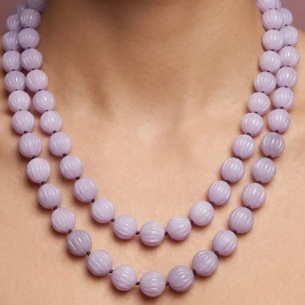 Sarah Coventry Lavender Beaded Necklace Vintage 36in Knotted Acrylic